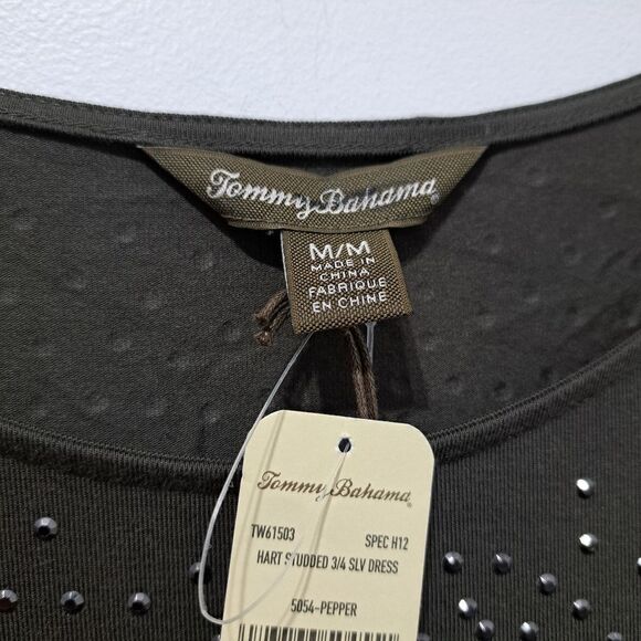 Tommy Bahama Studded Embellished Pullover Ligthweight Mini Dress Pepper Med NWT - Picture 4 of 14